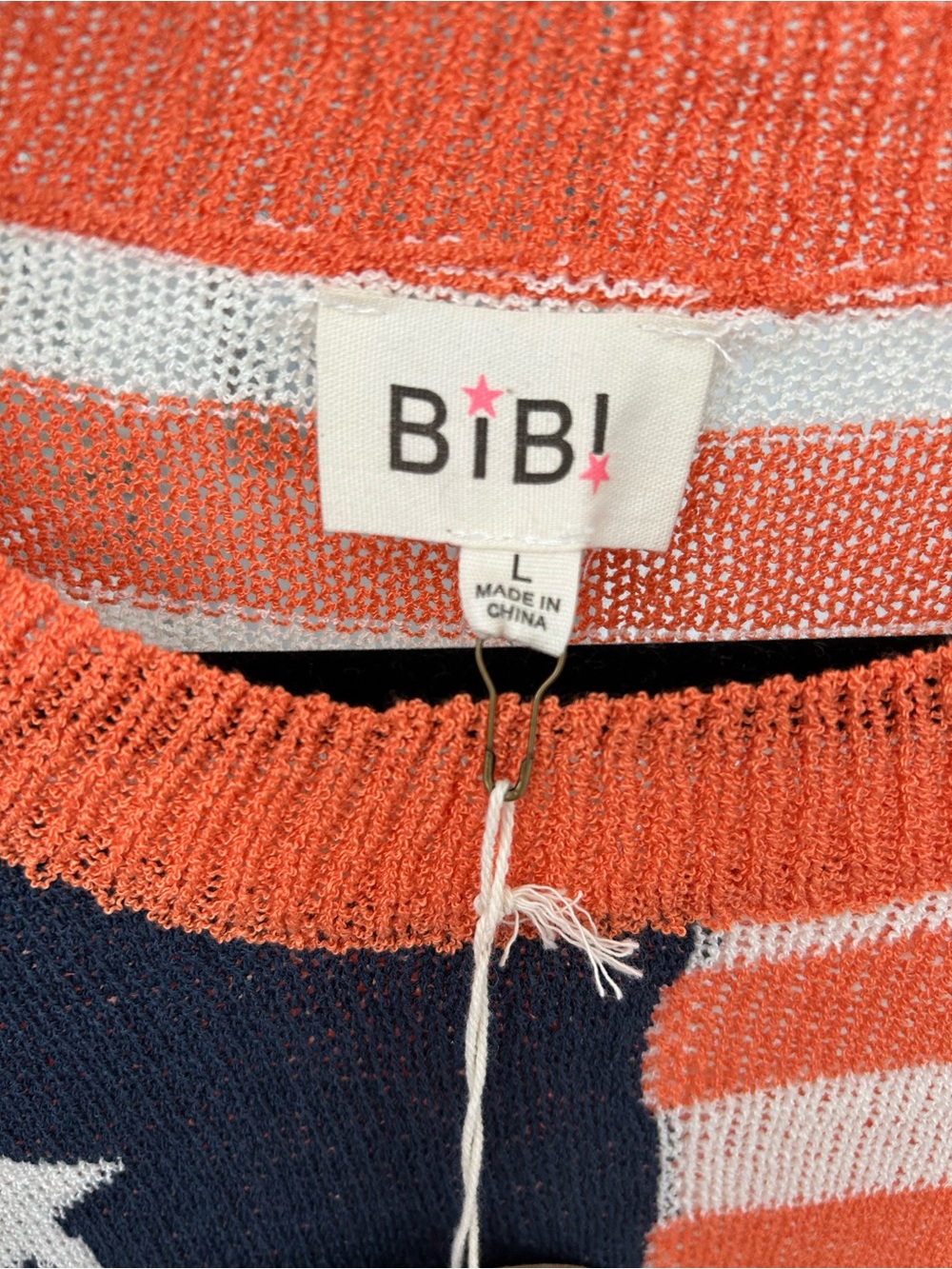 BiBi Striped Knit Sweater in Orange, Navy & White - Picture 2 of 3